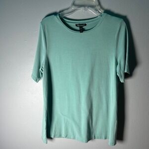 EILEEN‎ FISHER Mint Green Knit Crew Neck Short Sleeve Tunic Top XS